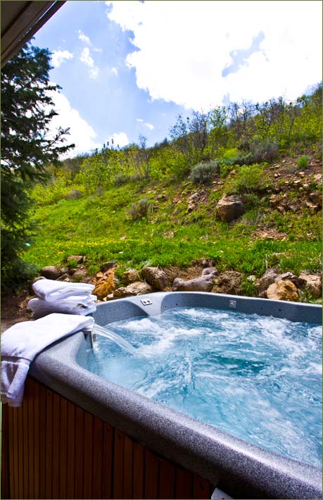 Large outdoor hot tub on the slopes of the Park City Mountain Resort and Ski Area.